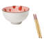 Ensemble de 2 bols en céramique rouge Maneki Neko 12 oz avec baguettes en bambou Lucky Cat