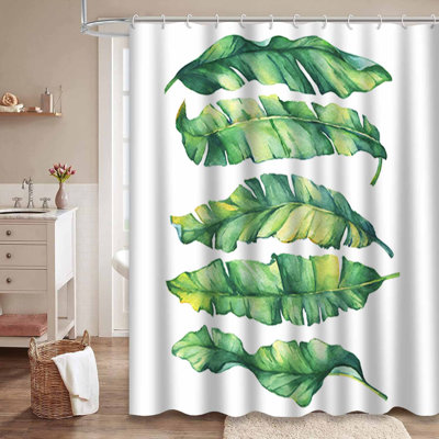Feuille verte exotique, feuilles de bananier tropicales, aquarelle avec 12 crochets