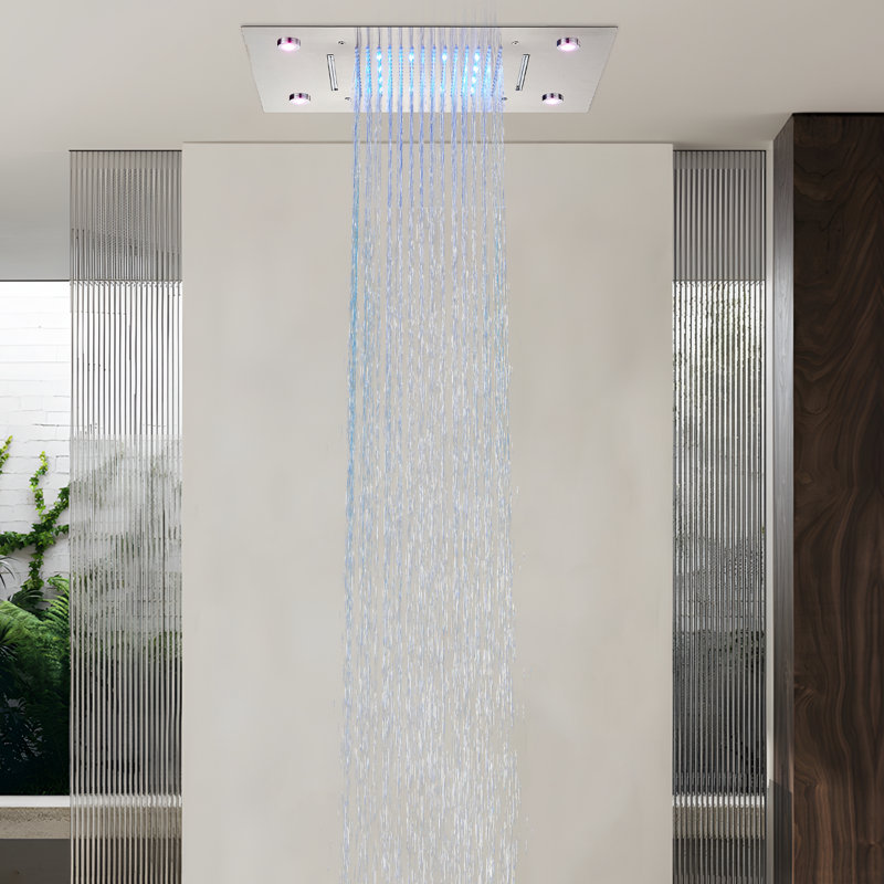 Pomme de douche 14 x 20 pouces avec 3 fonctions de brume de pluie, jet de pluie à haute pression, filtre à eau de douche, pomme de douche à pluie fixe 2,5 gallons par minute
