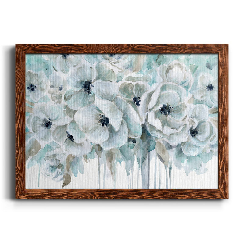 Teal Harmony II - peinture sur toile encadrée, Toile avec cadre érable, H 31,5 po x l 23,5 po x P 1,5 po