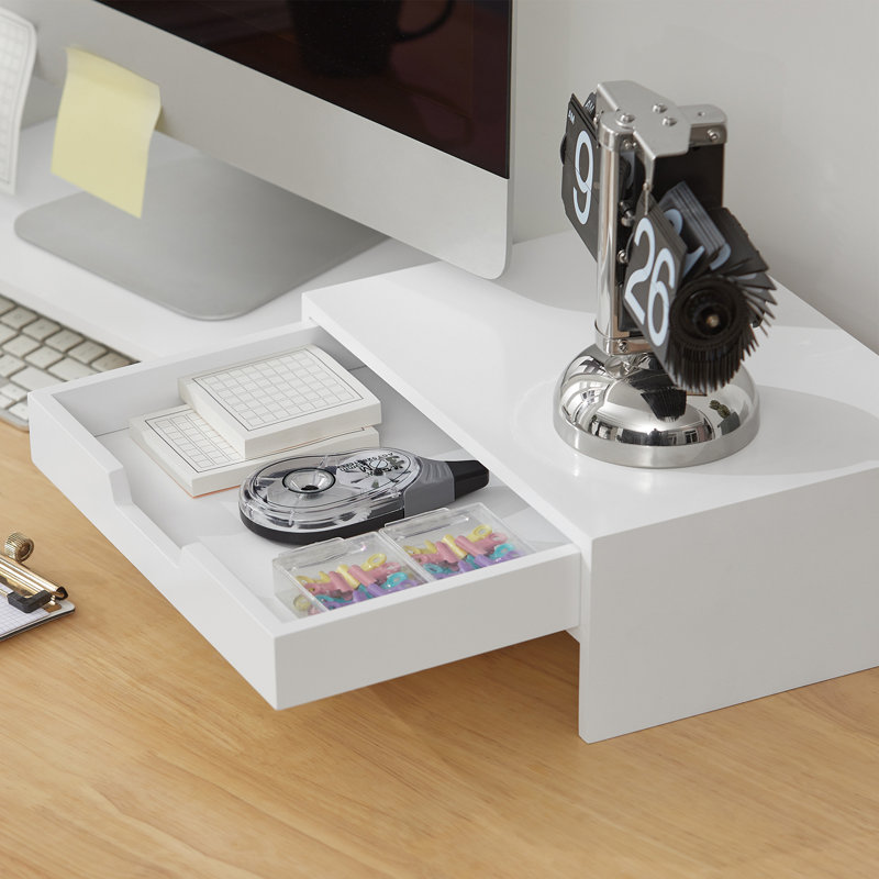Primavera Wood Monitor Stand, White
