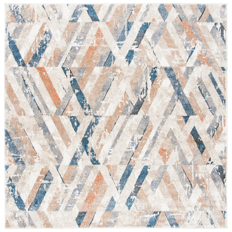 Coppertone Performance Geometric Rug, Square 6'7"