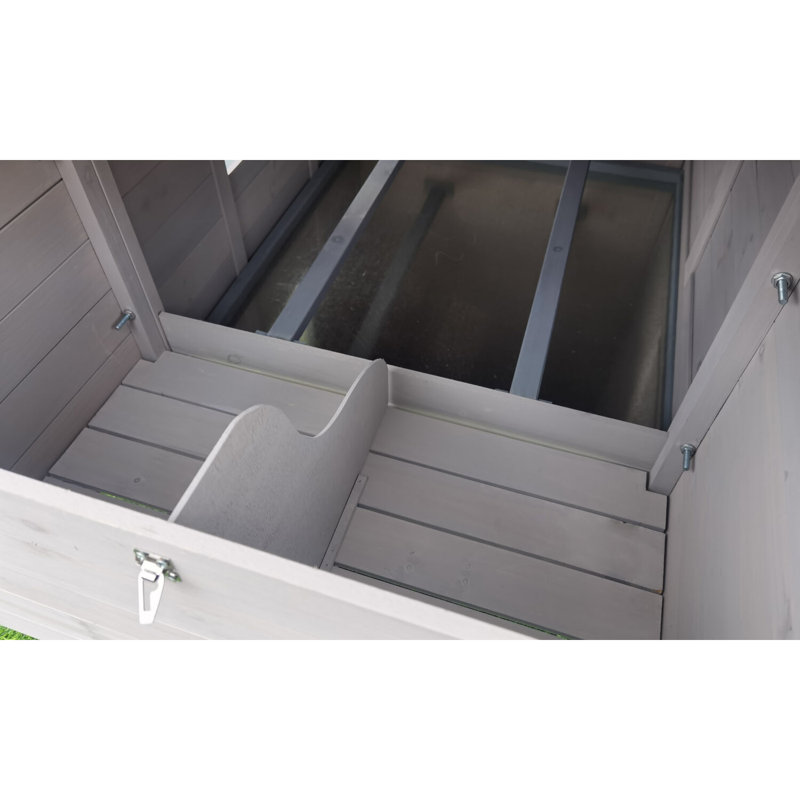 Gray Wooden Chicken Coop with Ramp and Waterproof Roof