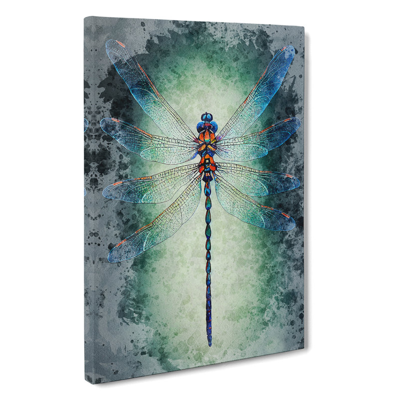 Watercolour Dragonfly No.1 - Wrapped Canvas, 76cm H x 50cm W x 3cm D
