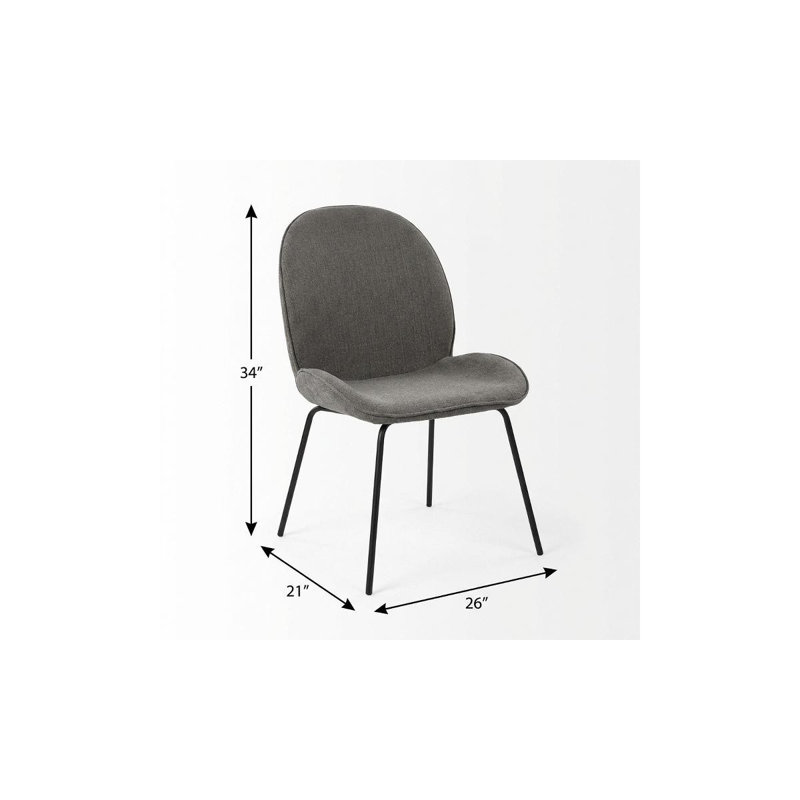 Ensemble de deux chaises d'appoint de salle à manger rembourrées en tissu blanc et noir, Noir