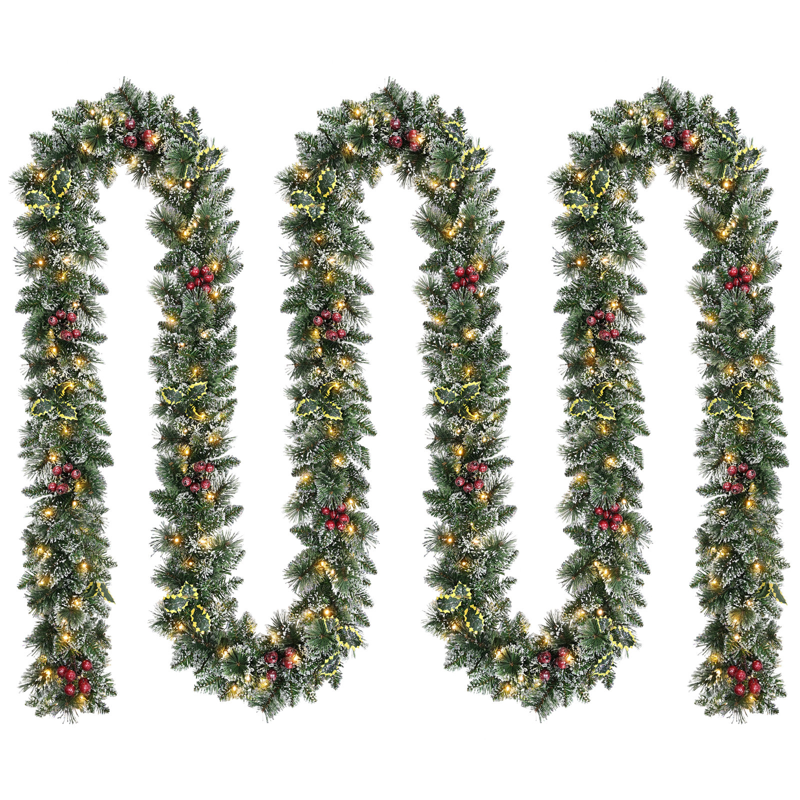 240" Frosted Pre-Lit Pine Garland