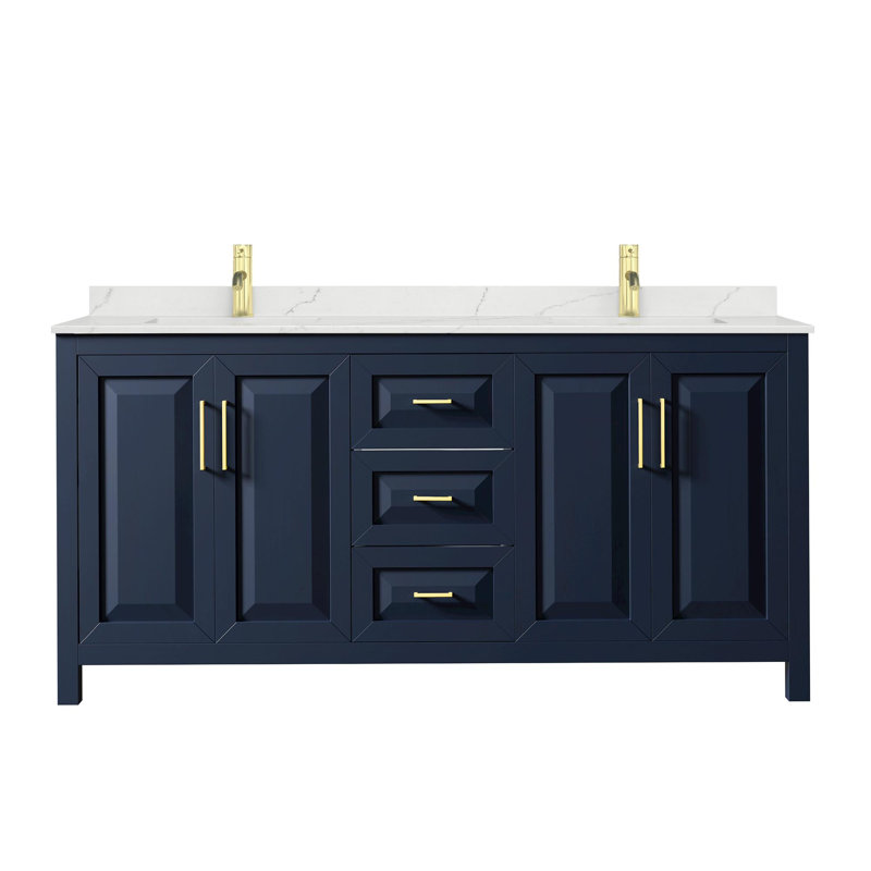 Daria 72'' W Vanity, Giotto Quartz, Blue, Brushed Gold