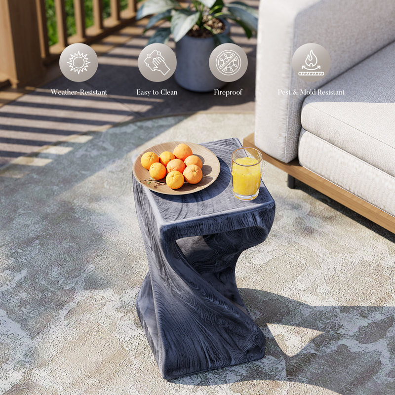 Outdoor Twisted Concrete Side Table