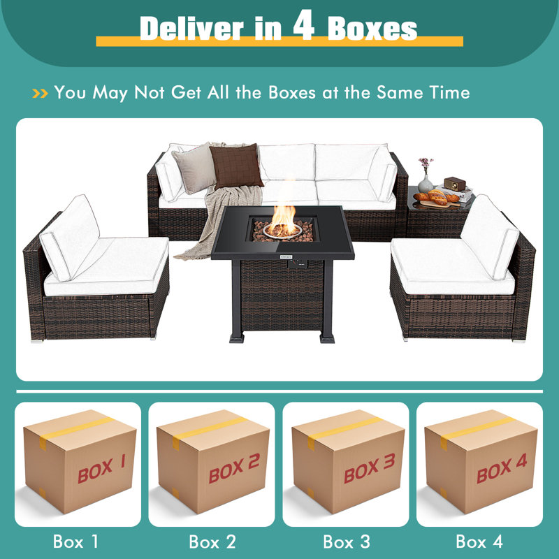 5 - Person Patio Conversation Set with Cushions, Navy