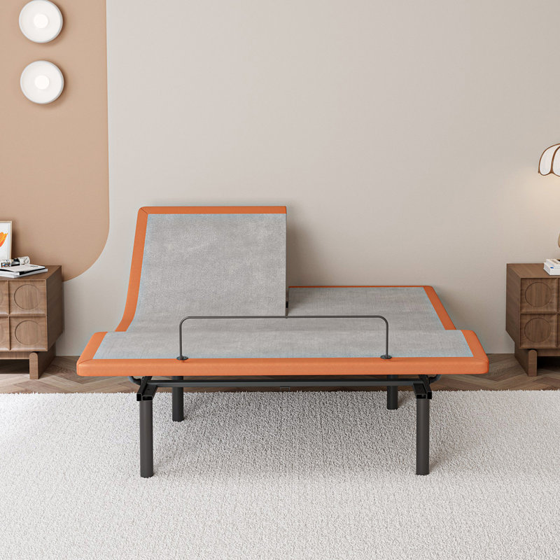 Split Top Queen Adjustable Bed Frame, Included Massage, USB & Type C Ports, Underbed Nightlight, Wireless Remote & App Control, Zero Gravity, E3000 Sunset Orange
