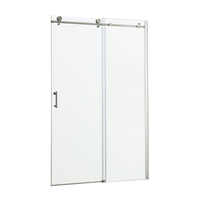 Shower Door 48" W x 76"H Single Sliding Bypass Shower Enclosure,Brushed Nickel