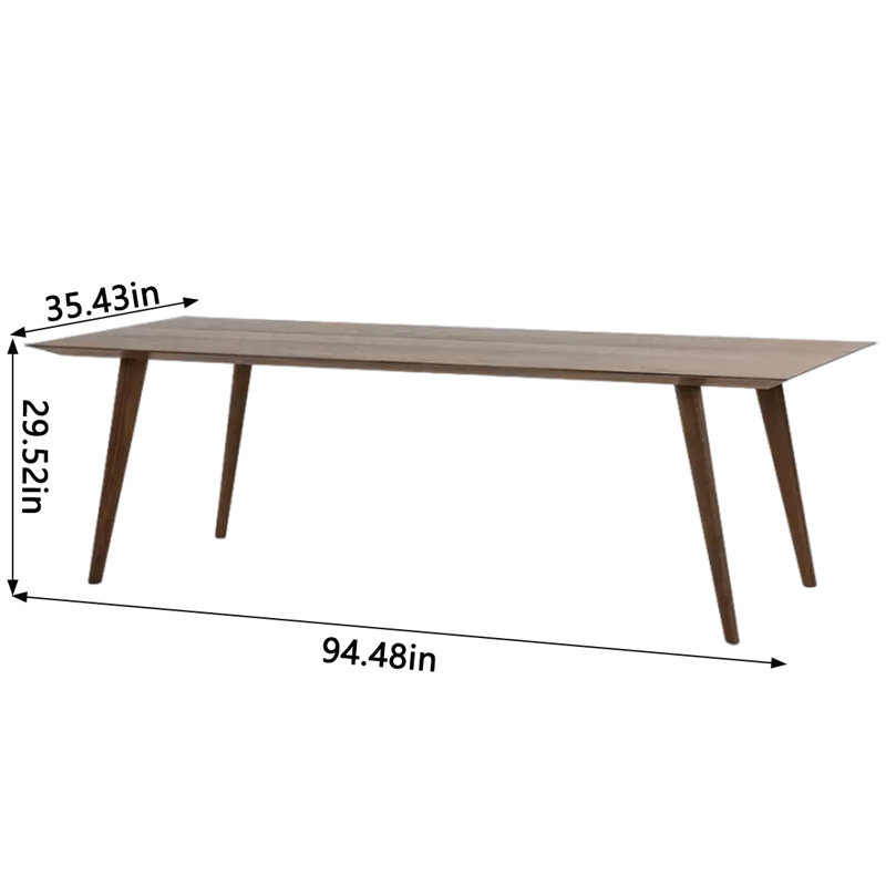 Table de salle à manger simple en bois massif, L 35,43 po x L 94,48 po