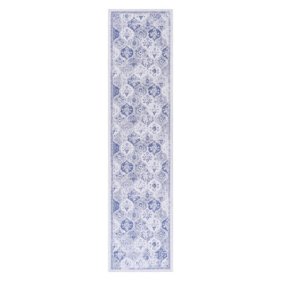 2'6''x10' Blue Washable Rug, Low-pile Non-slip For Bedroom Kitchen Dining Room, Easy To Clean, & Pet Runner Rug Area Room Living Bedroom, Foldable, Loving Carpet