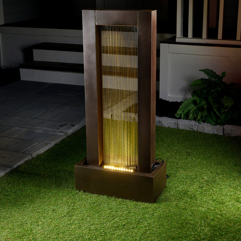 Metal Rainfall Wall‑of‑Water Fountain with LED Light – Weather‑Resistant, Indoor/Outdoor