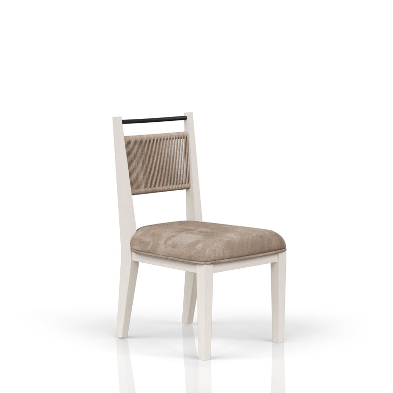 Fauteuil à dossier vanille / corde, bois massif, revêtement en tissu, 24,66 po L, siège de 29,04 lb et base en bois de vanille, revêtement, beige