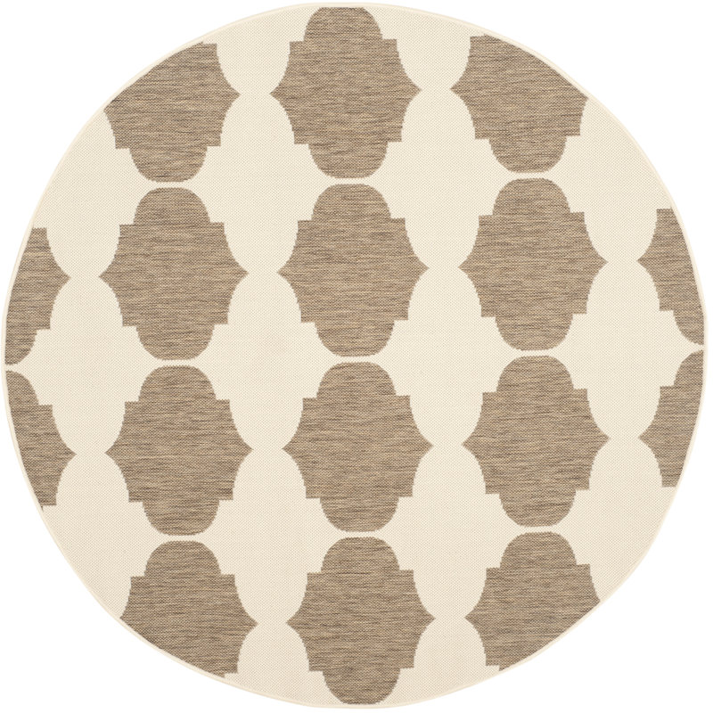 Tapis d'intérieur / extérieur à motif géométrique Herefordshire Performance, Rond 5 pi 3 po