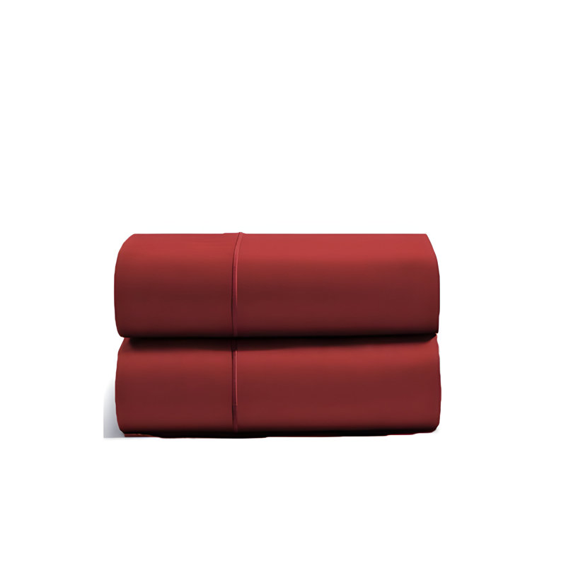 400TC Luxurious Single Embroidery Cotton Sateen Pillowcases (Set Of 2), Burgundy, 20"H x 36"W
