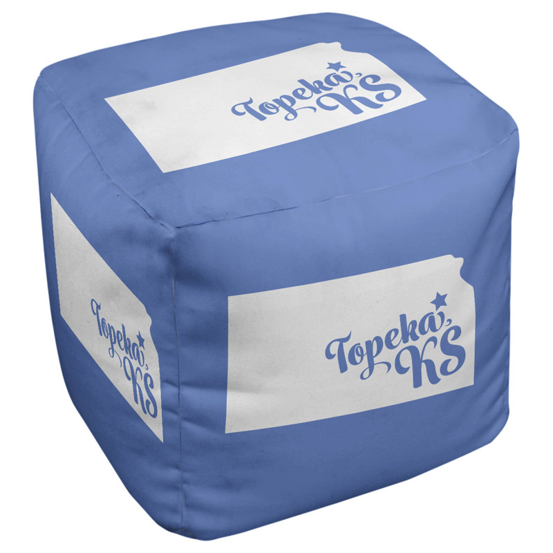 Topeka Upholstered Ottoman, Blue