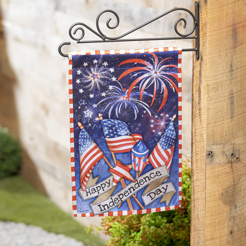 Drapeau de jardin en polyester 18 x 12,5 Fête de l'Independance