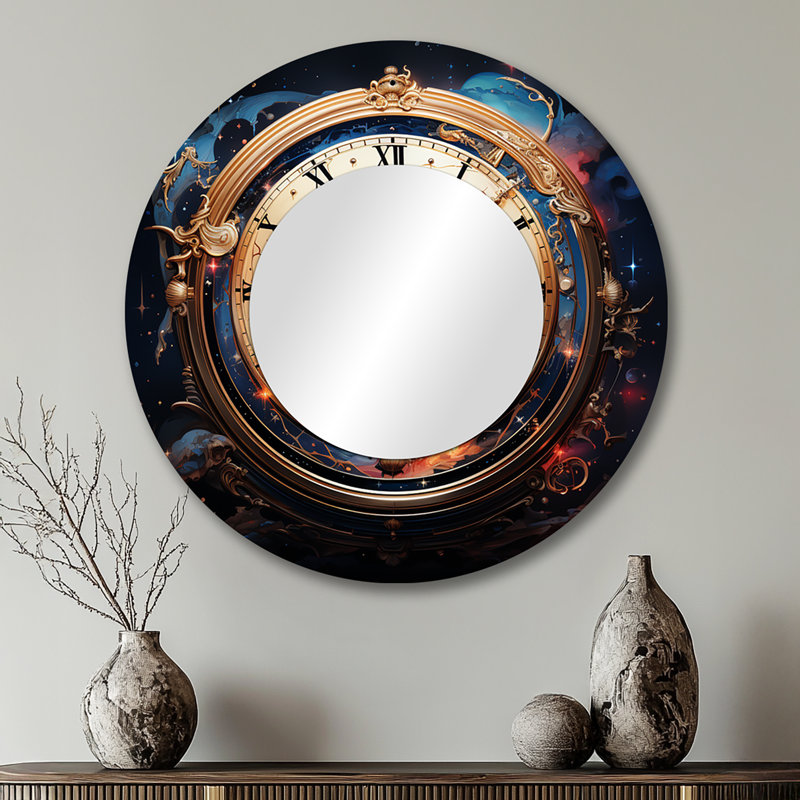 Horloge métaphysique, miroir mural unique, 29 po x 29 po