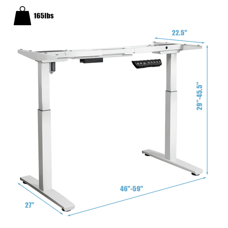 Inbox Zero Electric Stand Up Desk Frame Dual Motor Height Adjustable Sit Stand W/controller, White