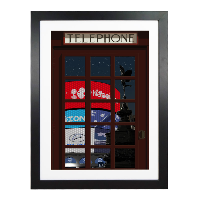 London Telephone Box 3 - Print, Black Framed, 40cm H x 30cm W x 3cm D