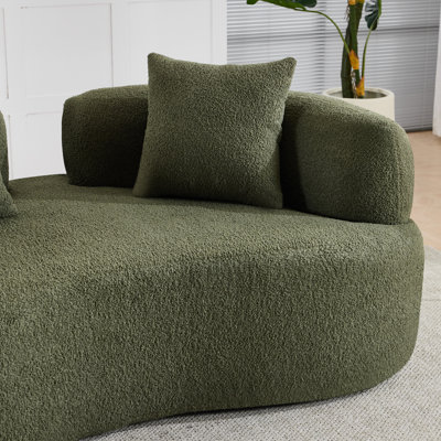 Causeuse incurvée 66,93 pouces à compression complète et éponge verte, tissu en velours de peluche, canapé compact sans assemblage pour petits espaces et appartements, capacité de 350 lb