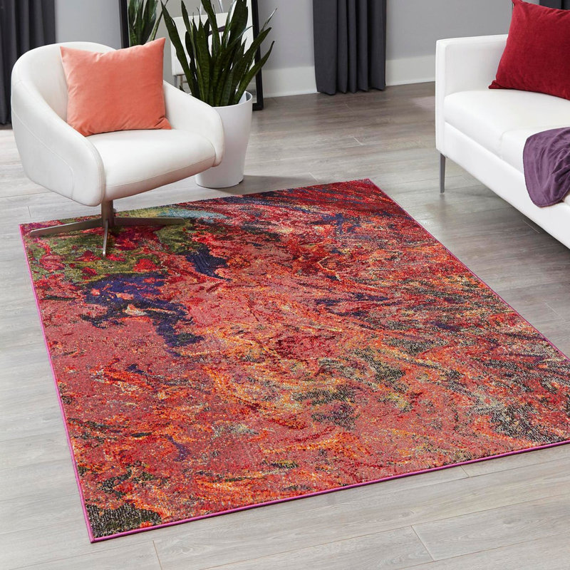 Ansela Washable Abstract Indoor Rug, Rectangle 9' x 12'
