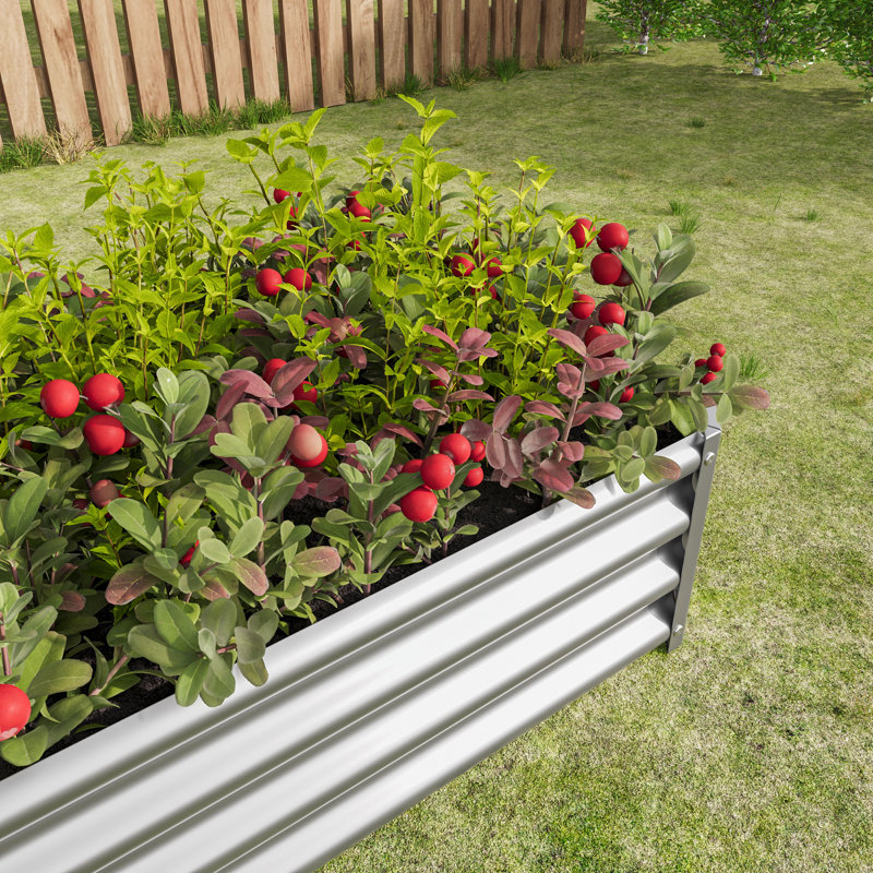 Lit de jardin surélevé en métal, pot de fleurs rectangulaire surélevé 4 × 2 × 1 pi pour plantes, légumes et herbes