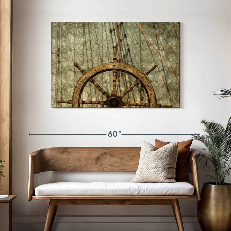 Old ship wheel Aletra, H 30 po x l 45 po