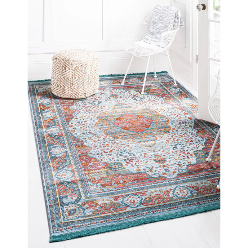 Tapis contemporain Mulvihill couleur bord de mer, Rectangle 9 pi x 12 pi
