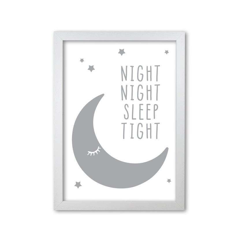 Night Night Moon - Print, 42 cm H x 30 cm W x 5 cm D, White Grain Frame