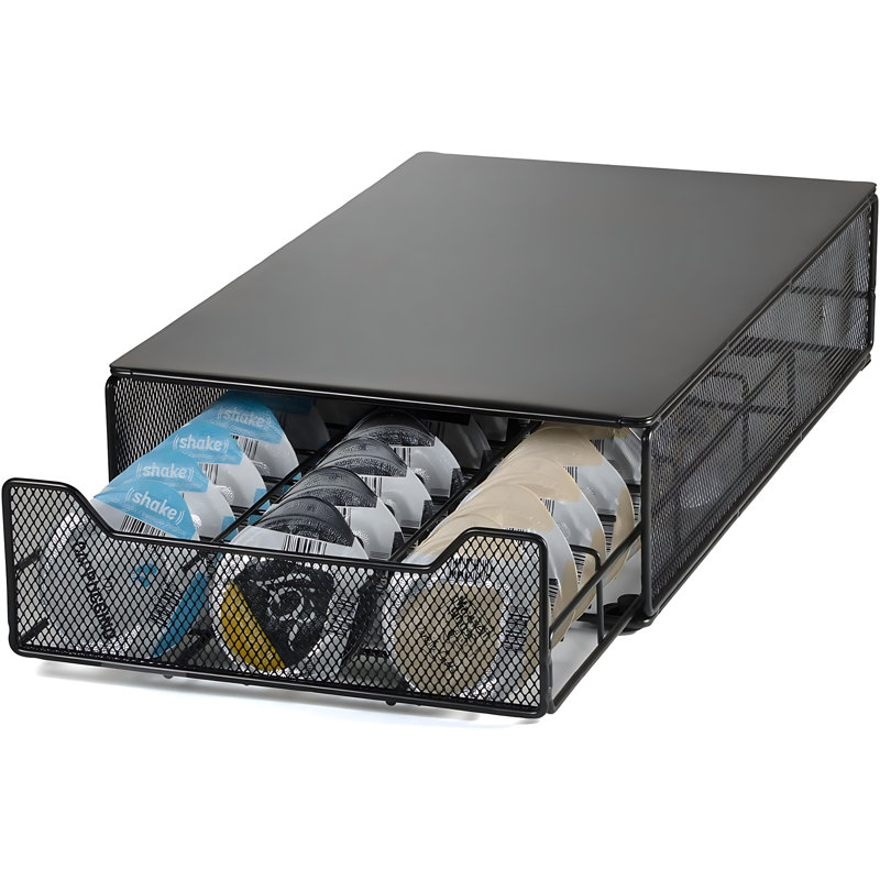 Tiroir organisateur de café - Support de rangement en métal pour 60 disques, solution de comptoir de cuisine