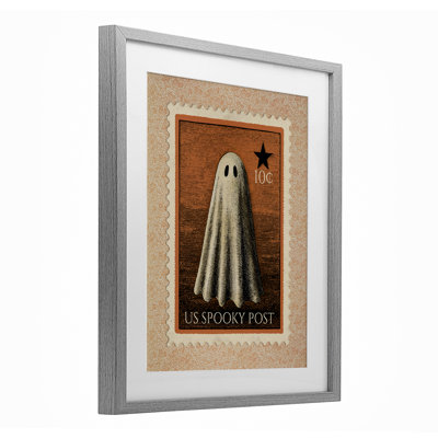 Vintage Ghost Stamp Framed Print Under Glass, design by Arlington Prints