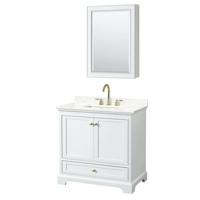 Ensemble de meuble-lavabo simple autoportant 36 po avec plateau en quartz Deborah