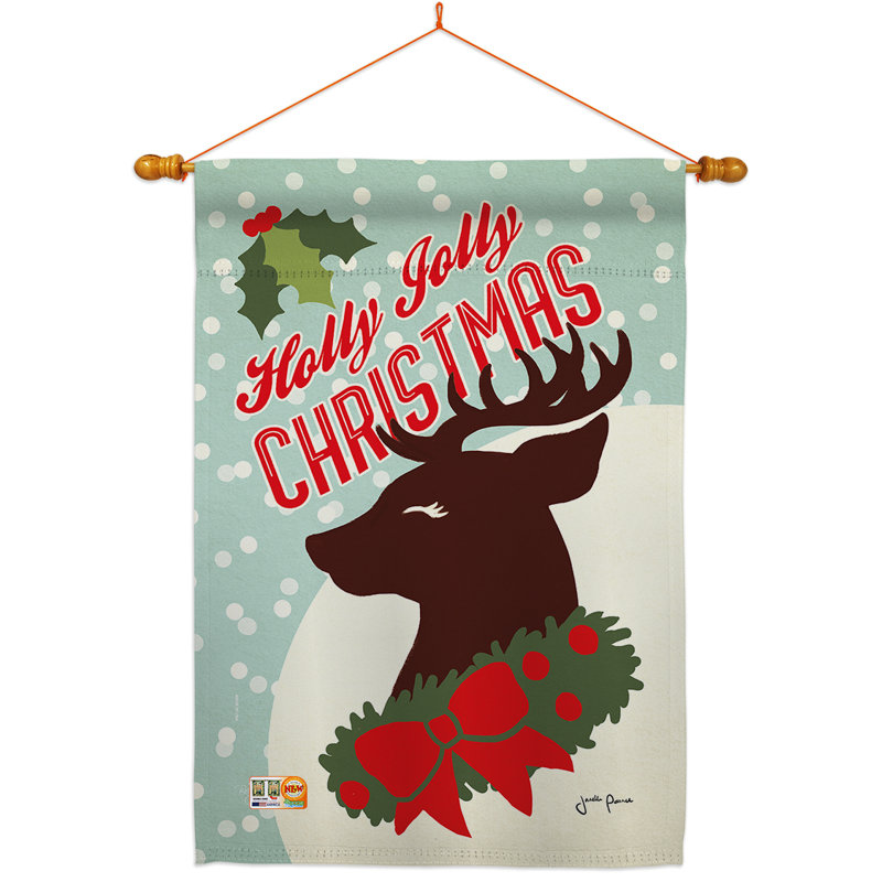 Polyester à 2 faces de Noël Holly Jolly 40 x 28 po Ensemble de drapeaux