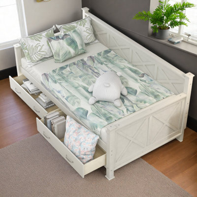 Twin Size Daybed With 2 Large Drawers, X-Shaped Frame, Modern And Rustic Casual Style Daybed