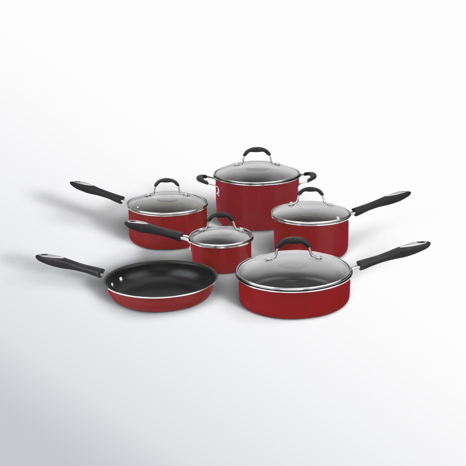 Cuisinart Advantage Non Stick 11 Pieces Aluminum Cookware Set, Red