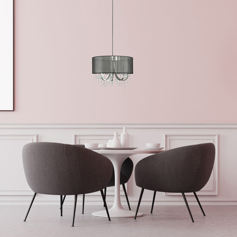 Devon 4 - Light Dimmable Drum Chandelier, Sheer Black