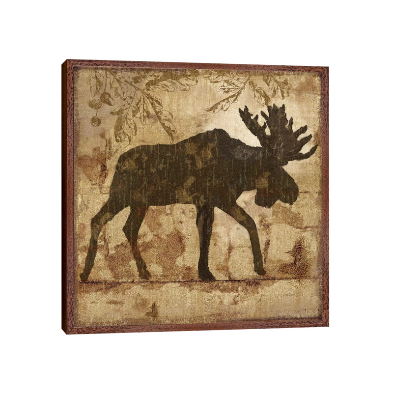 Country Moose 1 Piece Painting on Canvas, 66.04 cm H x 66.04 cm W, Classic Brown Wood Framed