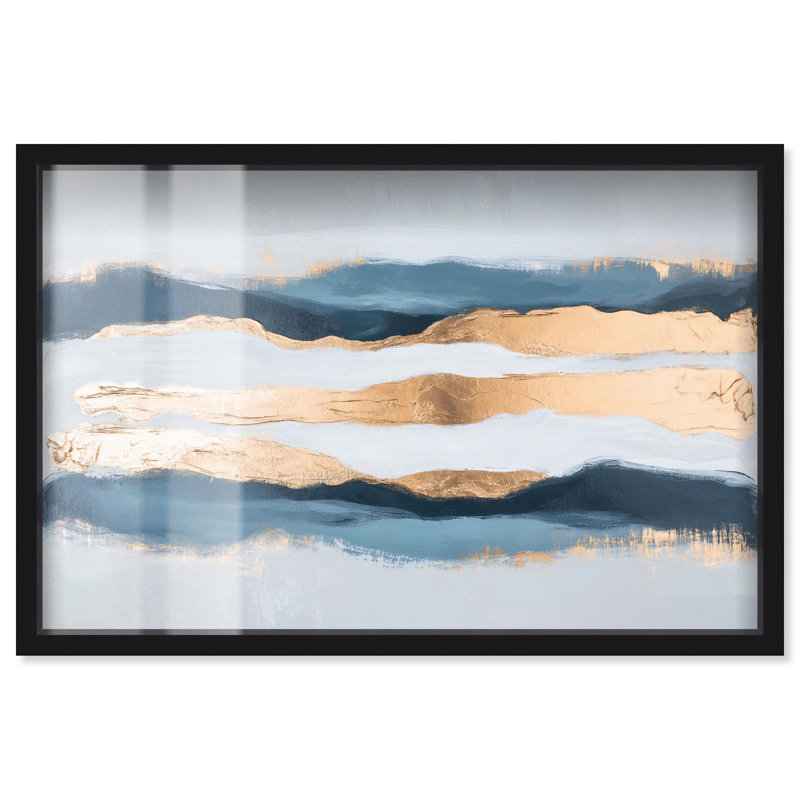 «Blue Ridge II Shadowbox», art mural bleu par Art Remedy, Noir, H 17 po x l 25 po