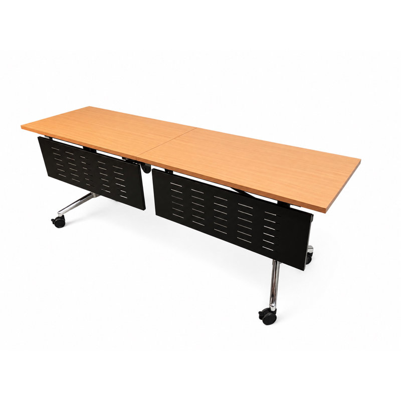 Table de formation commerciale commerciale avec alimentation | Table gigogne pliable 80 po | Roulettes verrouillables | Mobilier de salle de conférence et de classe | Hêtre | Sièges 2