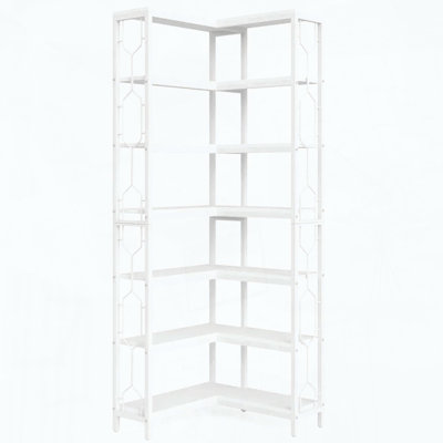 7-Tier Corner Shelf with Hexagonal Design and Side Railings