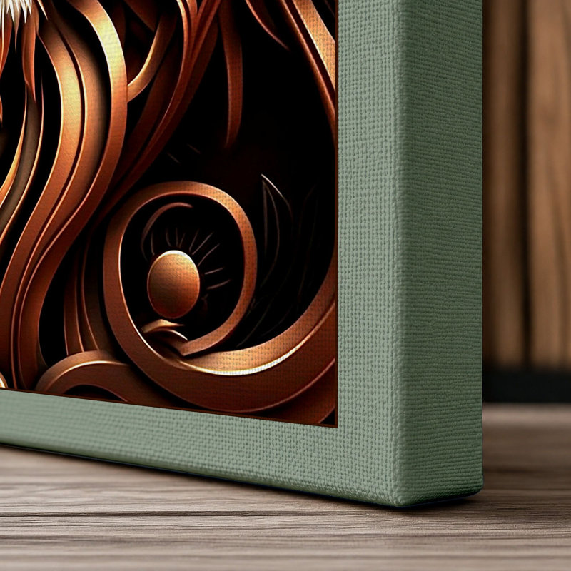 Noble Lion Art Deco 1 Piece Wrapped Canvas Wall Art, 24x16 - 61.0 x 40.6 cm, Sage Border