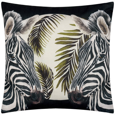 Leopardis Zebra Indoor / Outdoor Animal Print Black Square Throw
