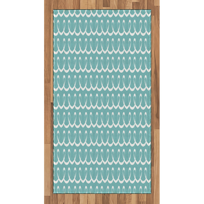 Turquoise High Density Long Fiber Poly Threads Decorative Area Rug Carpet, Rectangle 2'7" x 5'