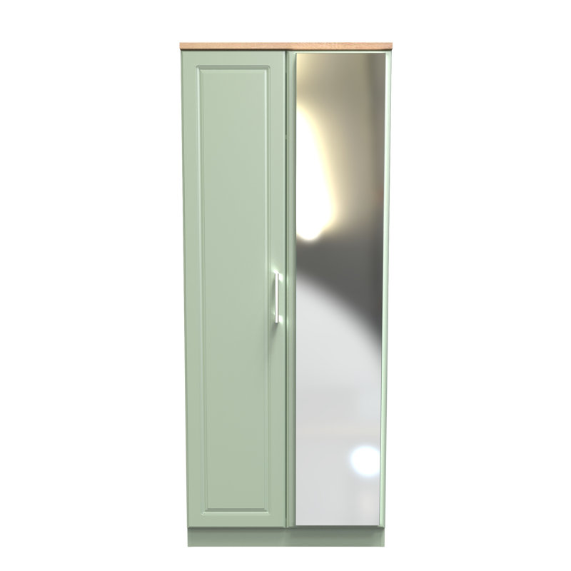 Aalysia 2 Door Mirrored Robe, Reed Green/Bardolino Oak