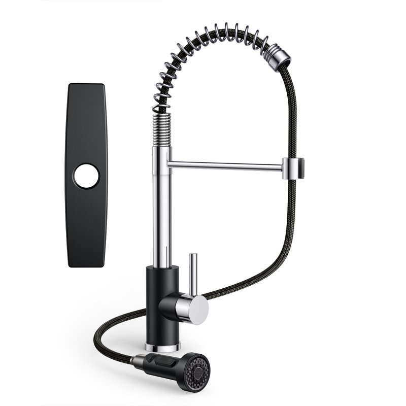 Kitchen Faucet with Pull Down Sprayer, Stainless Steel Kitchen Faucet, Utility Single Handle Spring Sink Faucets 1 or 3 Hole, Kitchen Faucets for Farmhouse Camper Laundry Rv Bar