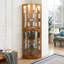 Armoire éclairée en chêne avec dossier en miroir, tablettes réglables, 6 tablettes-918295234