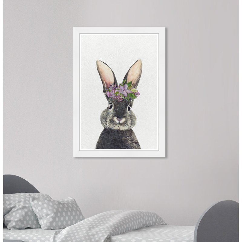 Art floral encadré de lapin